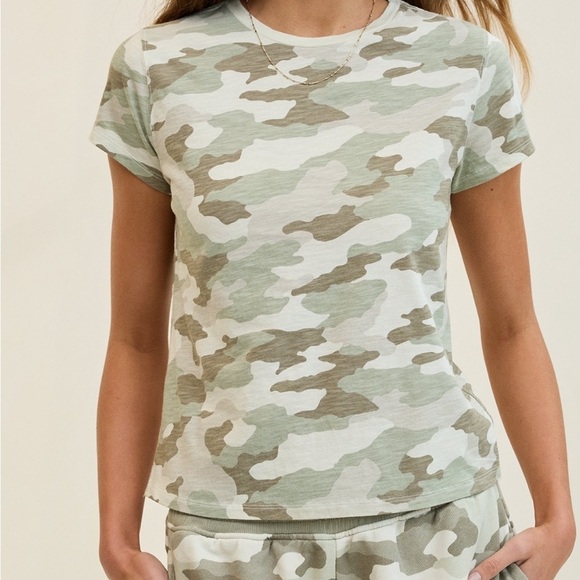 aerie Tops - Aerie Green Camouflage Short Sleeve Tee